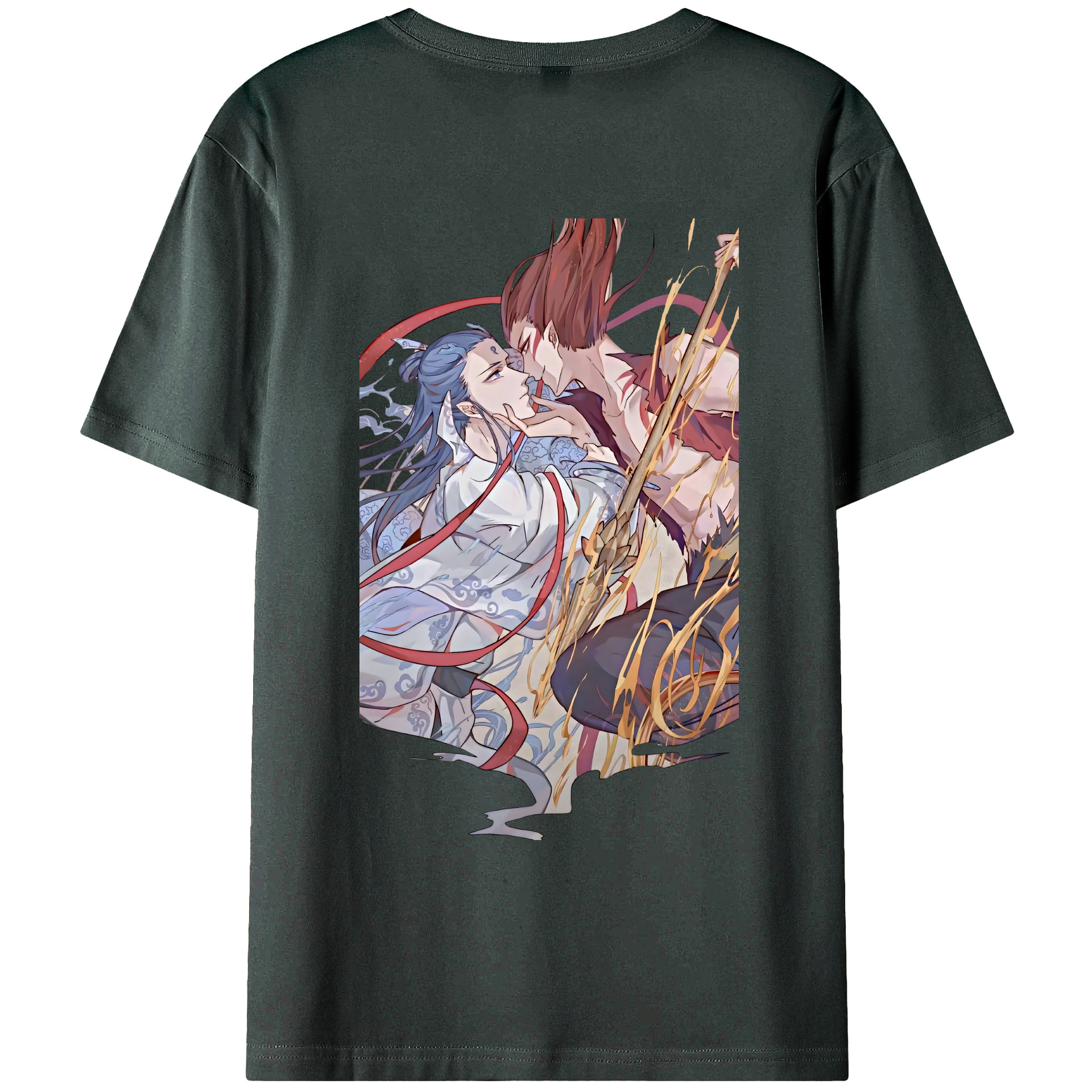 （画像用） Ne Zha 2 ナタ 魔童の大暴れ 綿100％ メンズ半袖Tシャツ（バックプリント） 通気性